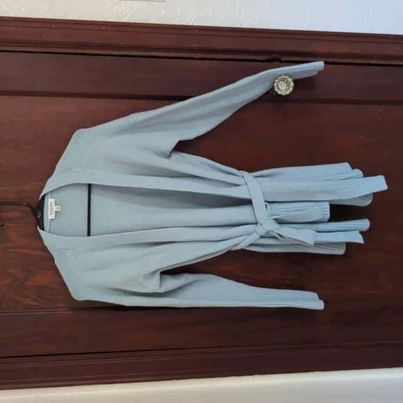 Haven Sweaters - Haven Well Within Baby Blue Super Soft Long Sleeve Belted Open Cardigan Size Med